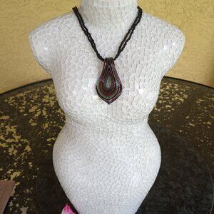 Lovely seed bead and glass pendant necklace